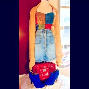 Vintage High Waist Light Jean Skirt GAP Size 4 (S)